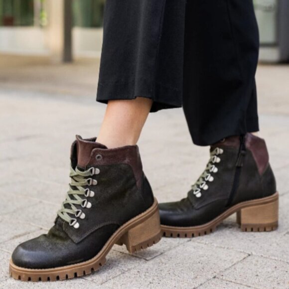 Miz Mooz Shoes - Miz Mooz Leather Lace-Up Boots McKinley Black Combat City Hiker size 41 9.5-10